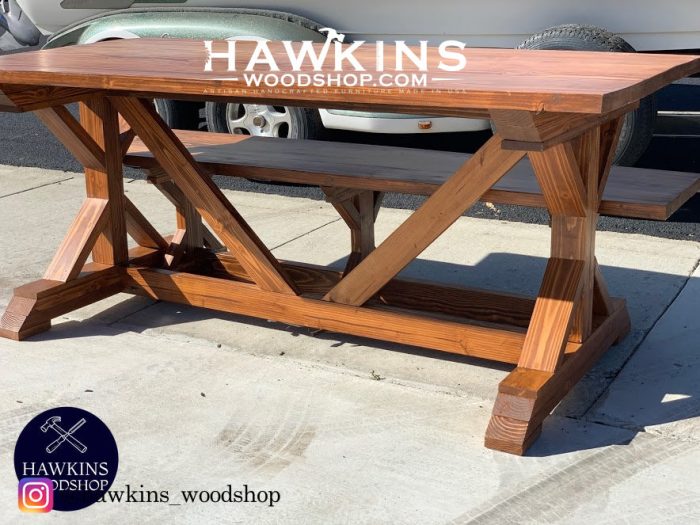 Enjoy Fast, Free Nationwide Shipping!  Owned By A Husband And Wife Team Of High-School Music Teachers, Hawkinswoodshop.com Is Your One Stop Shop For Quality Usa Handmade Industrial, Modern, Mid-Century, And Rustic Furniture As Well As Imported Furniture.  Get Our Dining Table Fancy X Hardwood Built-To-Order Made-In-The-Usa On Sale Now!