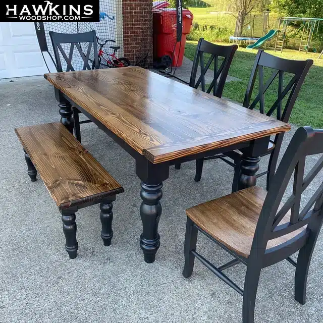 Modern Turned Leg Dining Tables, Black Turned Leg Dining Tables, Hawkins Woodshop