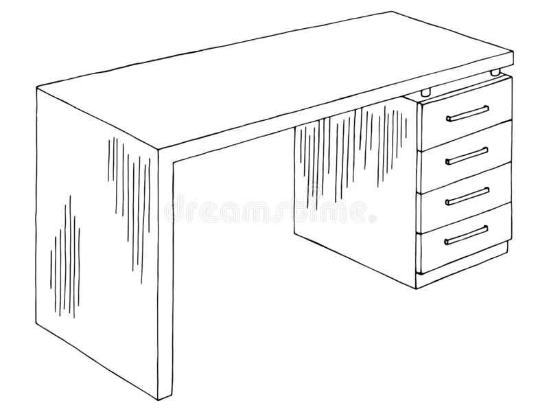 Office Table Graphic Black White Isolated Furniture Sketch Illustration Vector Office Table Graphic Black White Isolated Furniture 194984875 1