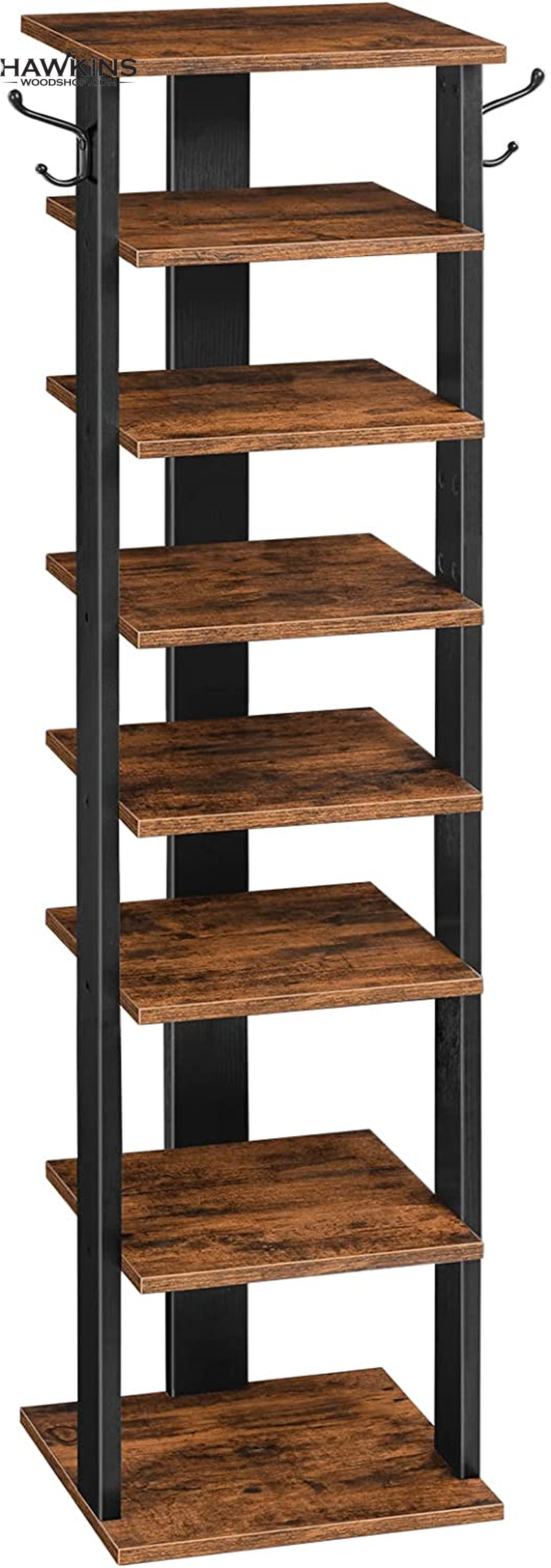 Wood Shoe Rack Narrow Shoe Rack 8 Tier ,Vertical Shoe Shelf for Small  Spaces, Tall Skinny Shoe Organizer for Entryway Closet Corner Bedroom and  Garage