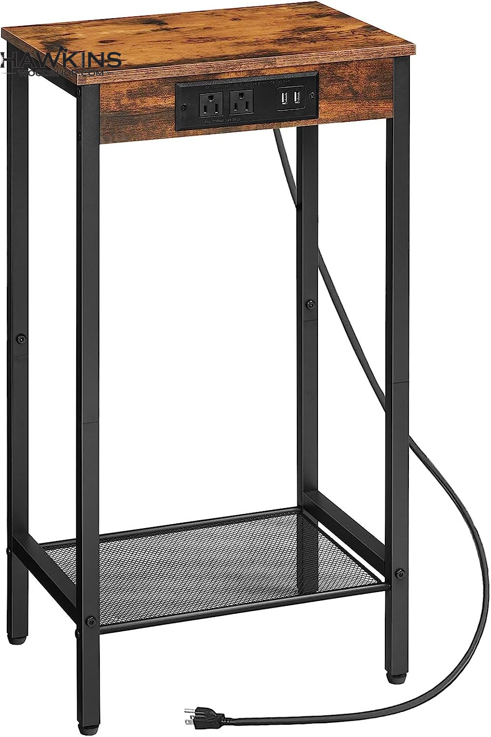 Tall Side Table, Industrial End Telephone Table with Adjustable Mesh  Shelves, Small Entryway Table, Laptop Table