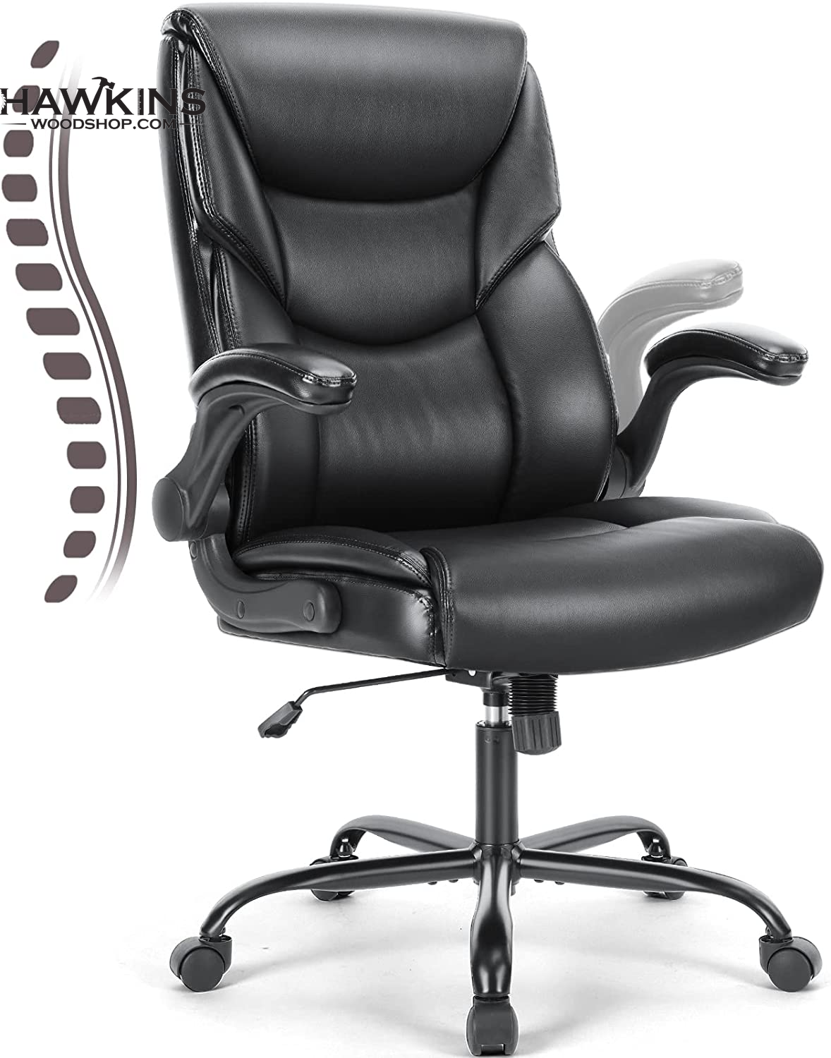 GM Seating Ribbed Mid Back Desk Chair - Lumbar Support, Modern