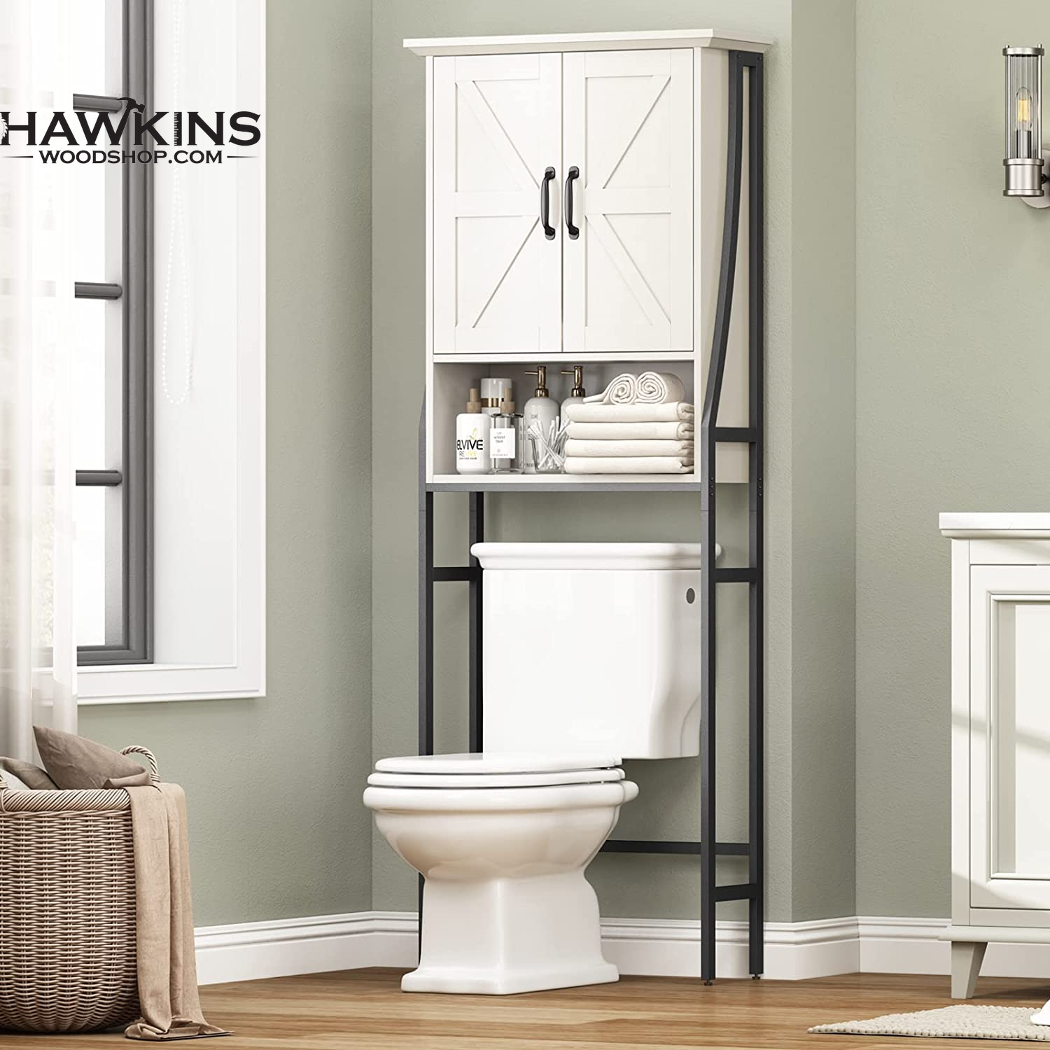 Bealife Over The Toilet Storage Cabinet with Open Shelf, Organizer with  Adjustable Shelf and Double Doors,Over The Toilet Storage Shelf Free  Standing