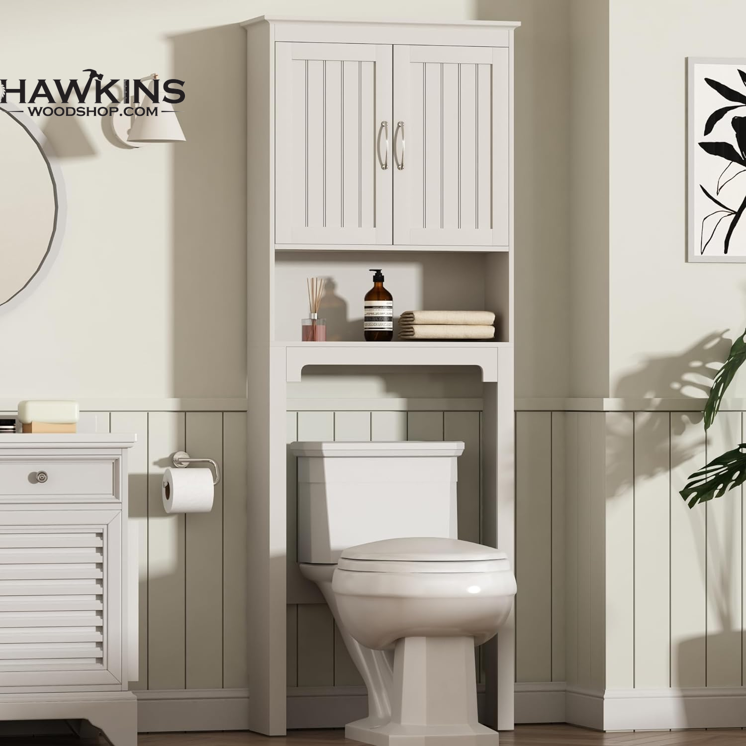 Over The Toilet Storage with 2 Doors & Adjustable Shelf, Free Standing  Toilet Rack Space-Saving Collect Cabinet, Bathroom Furniture