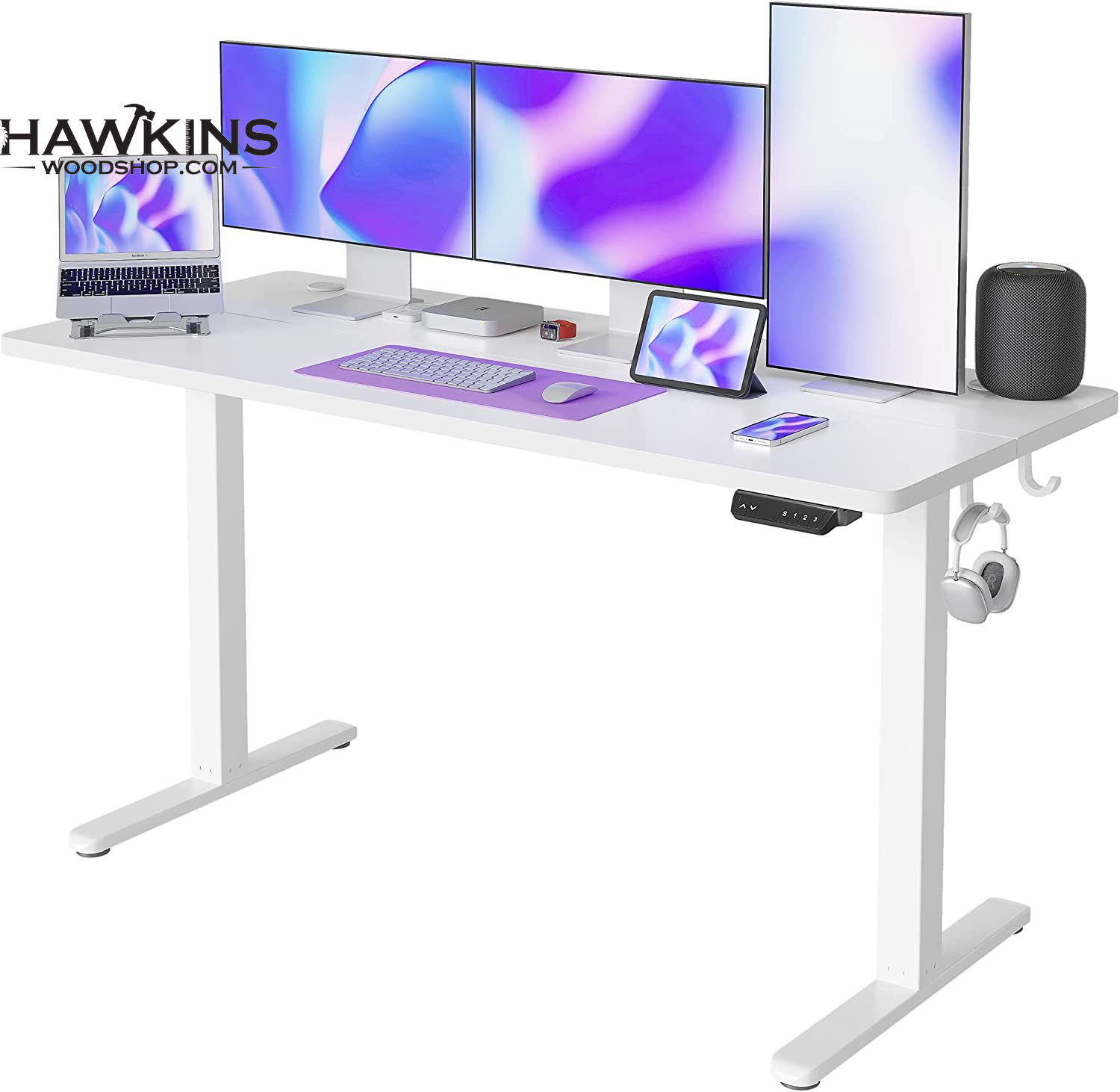 Electric Height Adjustable Standing Desk,55'' x 24'' Stand Up Desk  Workstation, Splice Board Home Office Computer Standing Table Height  Adjustable