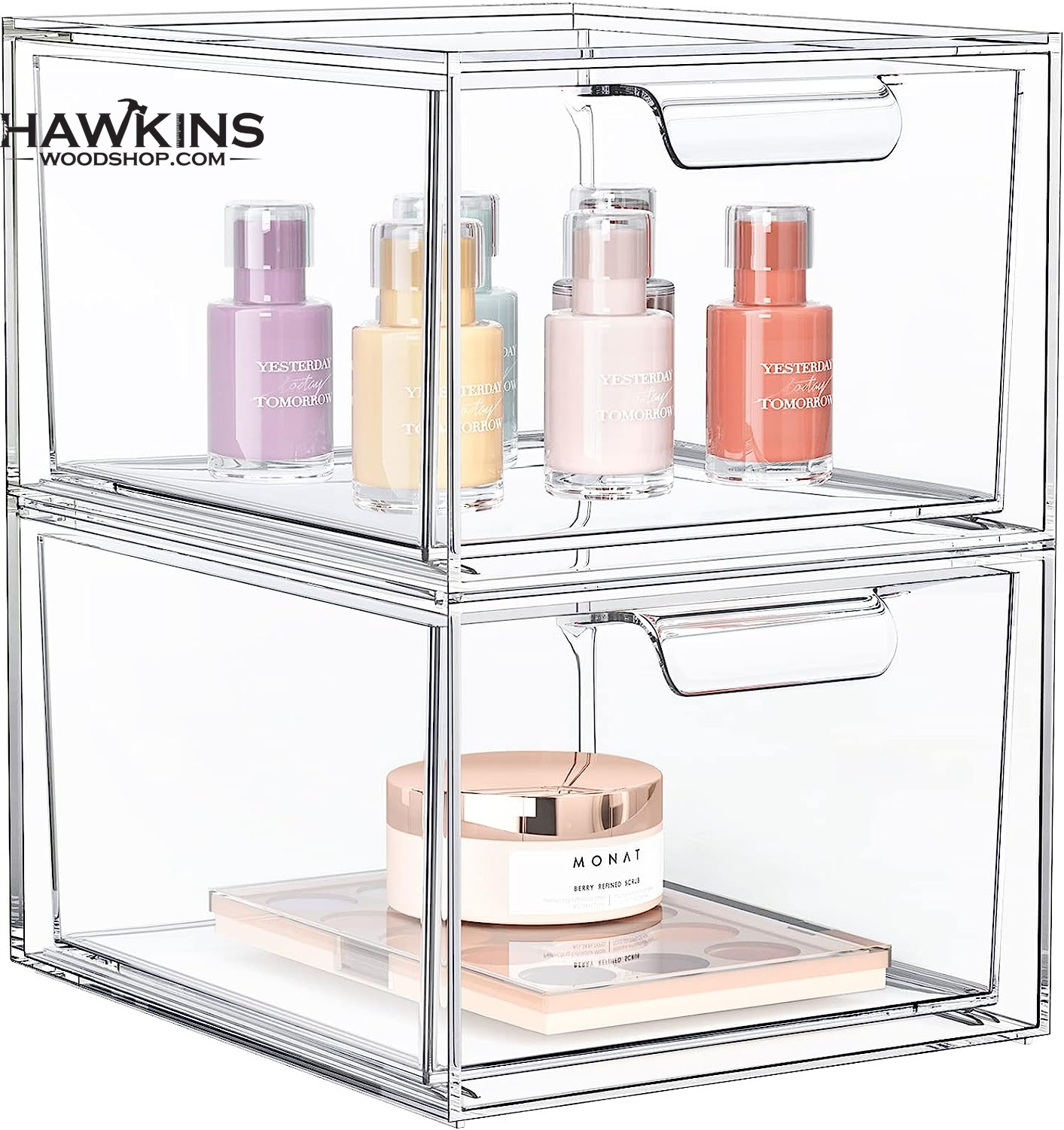 Makeup Organizer 4 Pack, Stackable Acrylic Drawer Box for Vanity, Bathroom  Cabinet, Countertop, Under Sink, Desk and Pantry, Clear Plastic Storage