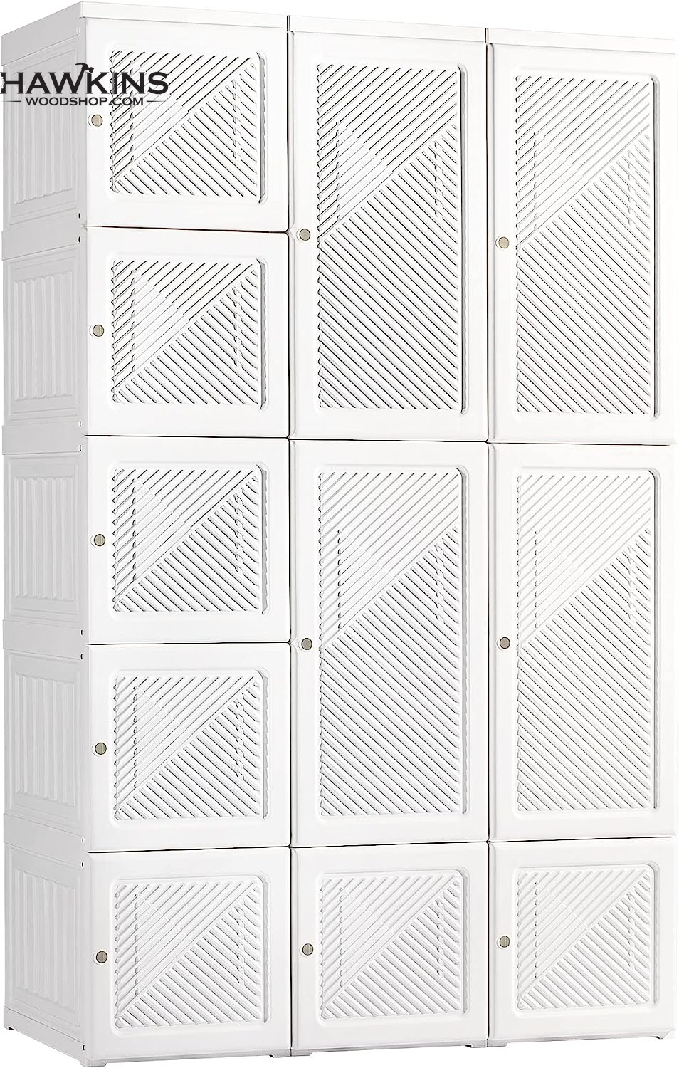 HOMCOM Portable Wardrobe Closet, Bedroom Armoire, Foldable Clothes Organizer with Cube Storage, Hanging Rods, and Magnet Doors - White