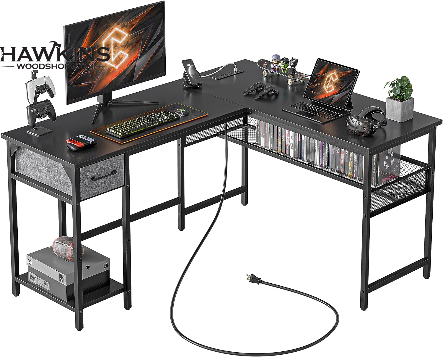 The GG Gaming Desk Rustic Meets Industrial, Solid Wood, Heavy Duty Gaming  Desk 