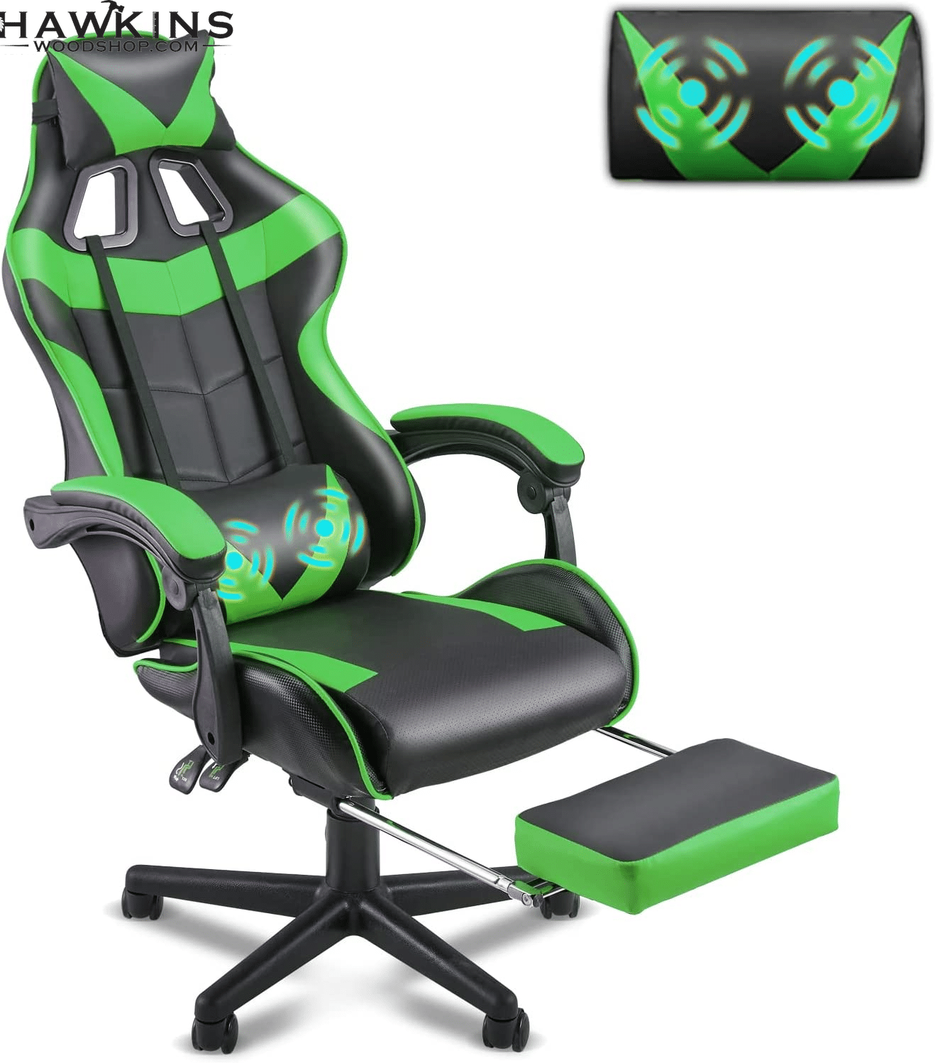 Green Gaming Chair with Footrest,Racing Gaming Chair,Computer